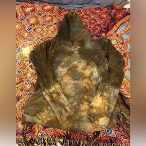 Blossoming Bumble green brown hemp and thermal hoodie l large